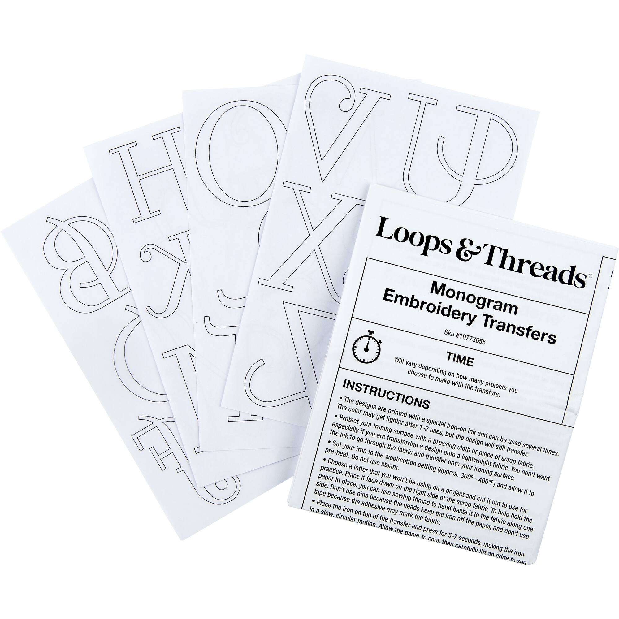 Monogram Iron-On Embroidery Transfer Set by Loops & Threads®